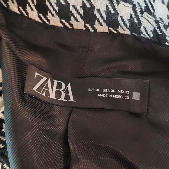 Zara Black & White Houndstooth Double Breasted Blazer Size XL NWOT - Picture 11 of 14